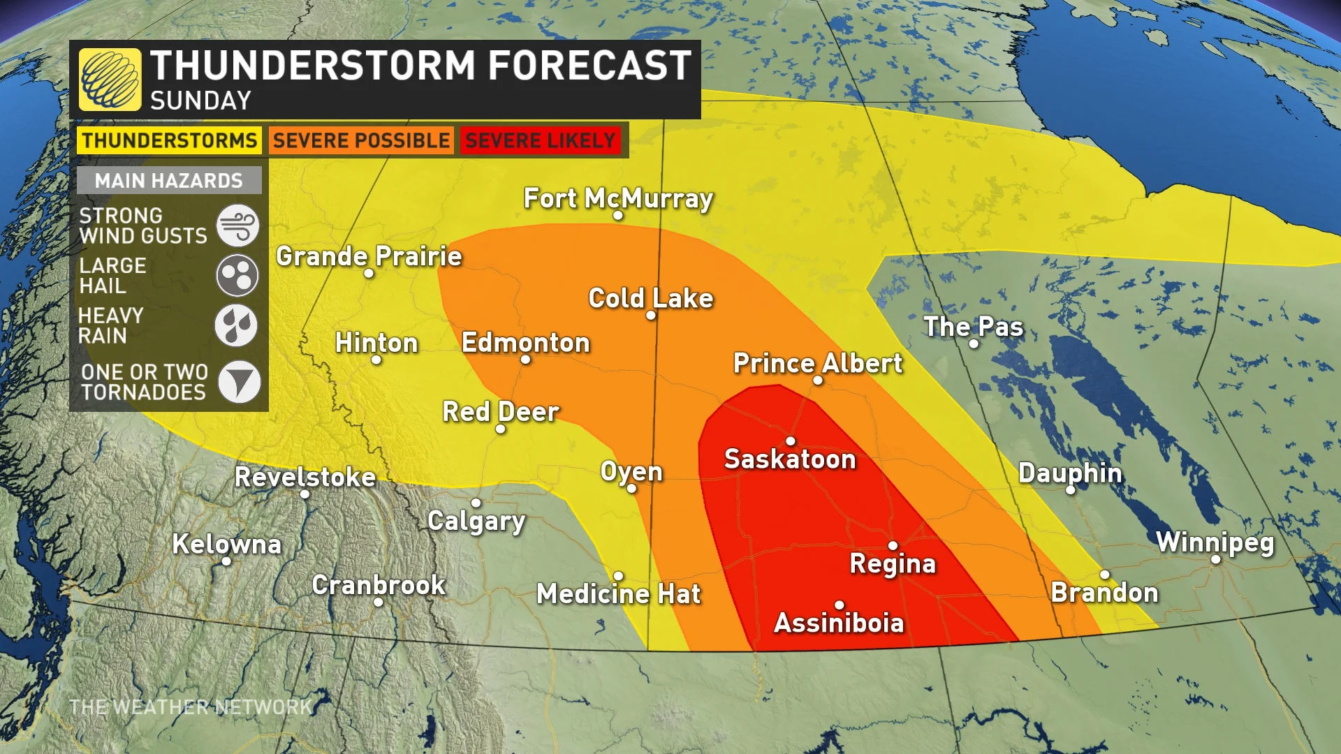 Prairies storm risk map Sunday_June 23