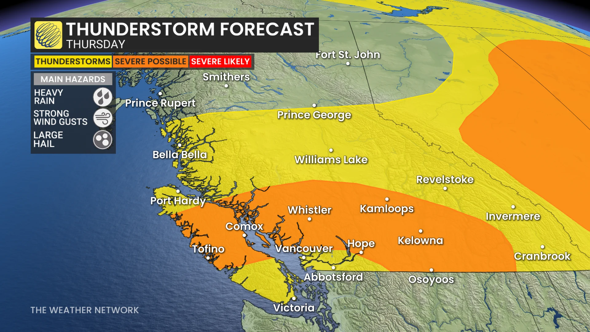 Baron - BC thunderstorm forecast Thursday - July 16
