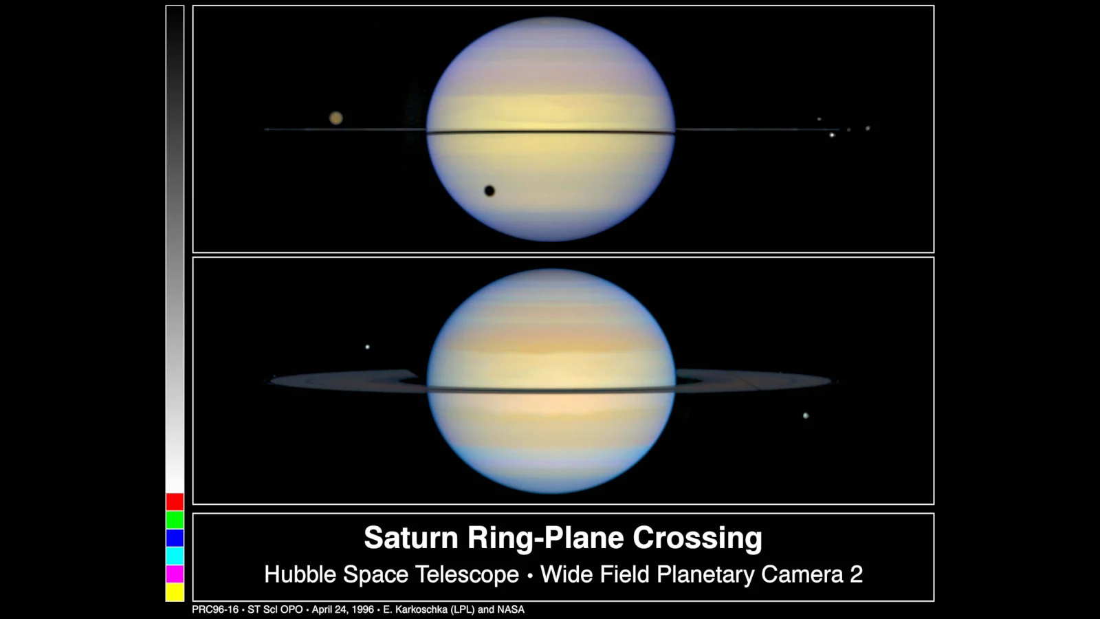 Tránsito del anillo de Saturno - 6 de agosto y 17 de noviembre de 1995 - opo9616a - abril de 1996