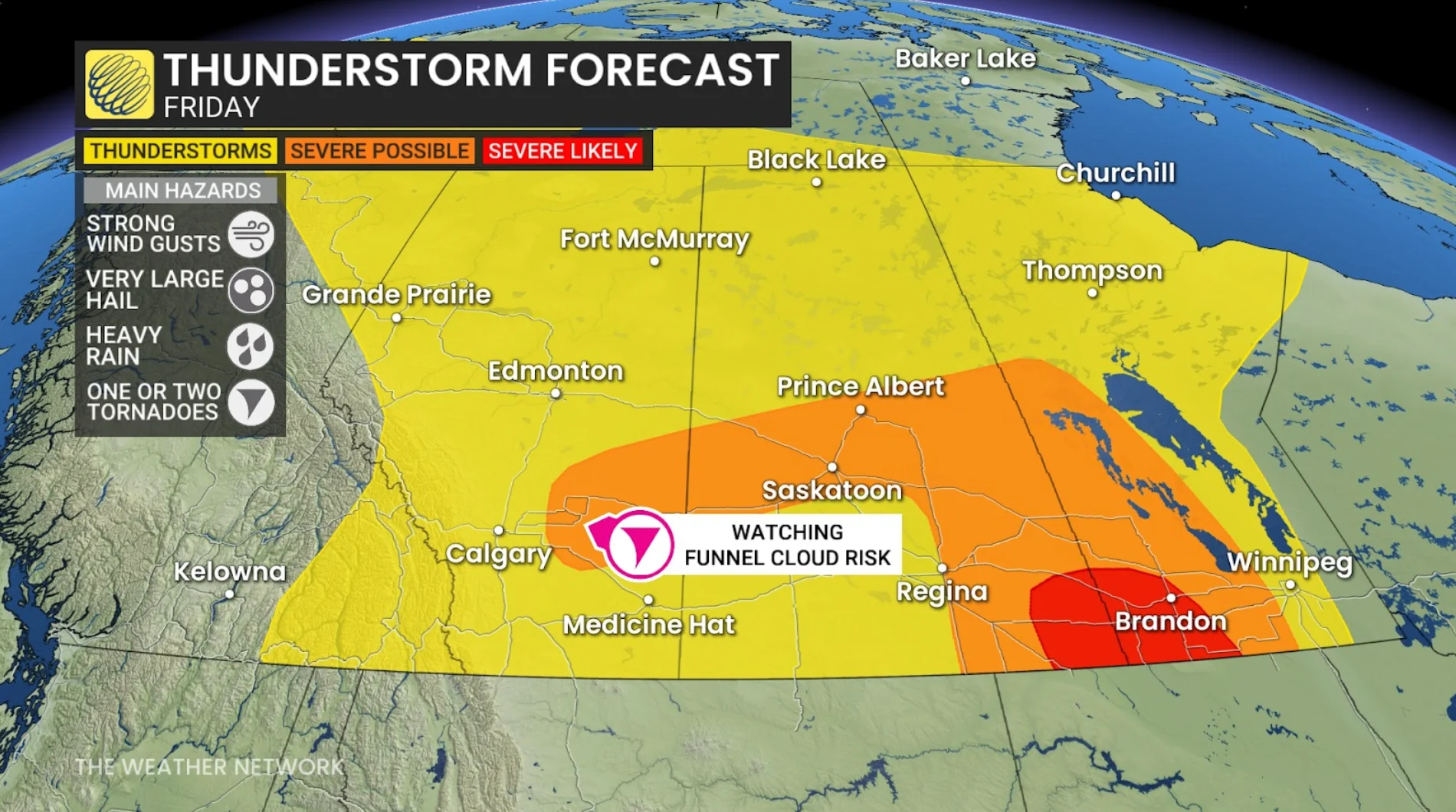 Prairies Friday severe thunderstorm risk - June 27, 2025 - afternoon update