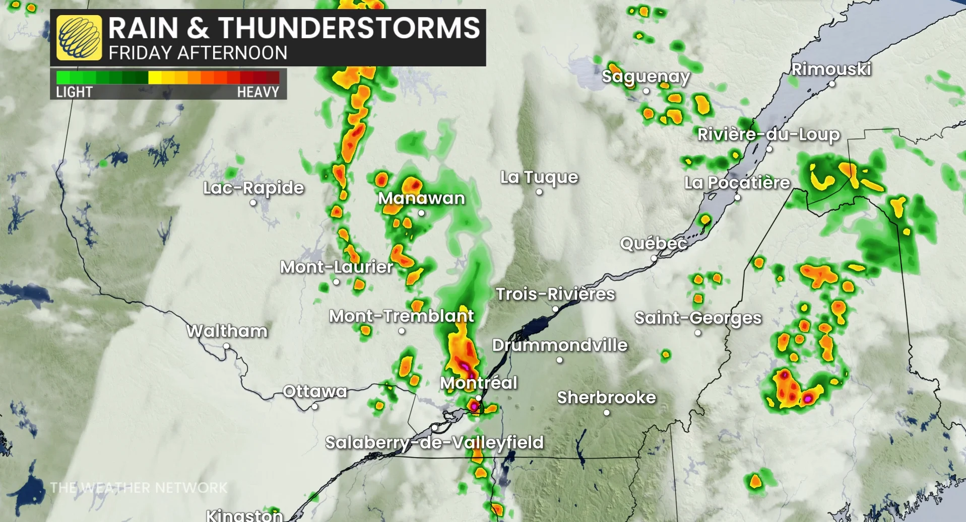 Baron - ONQC precipitation Friday afternoon - June 12