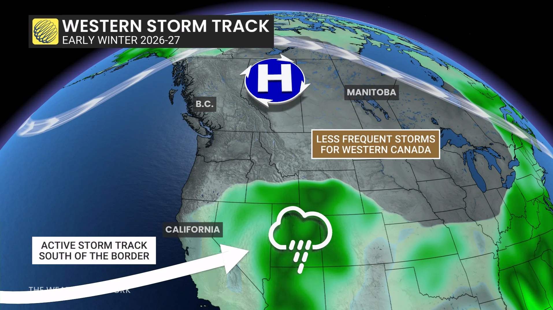 Active Storm Track West Winter 2026 2027