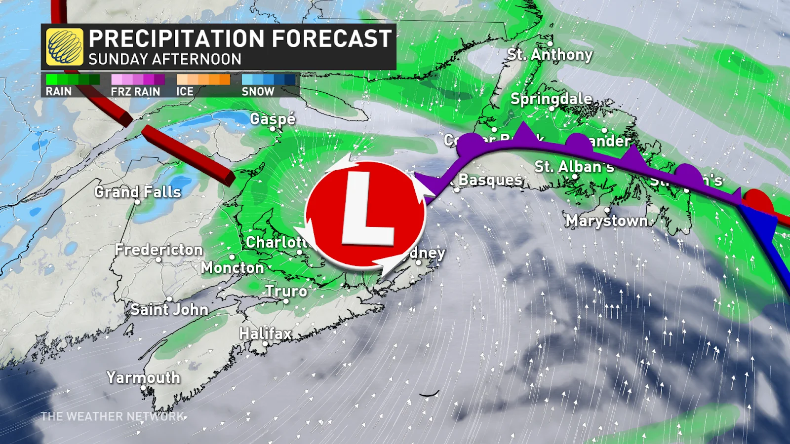 Maritimes precip Sunday afternoon