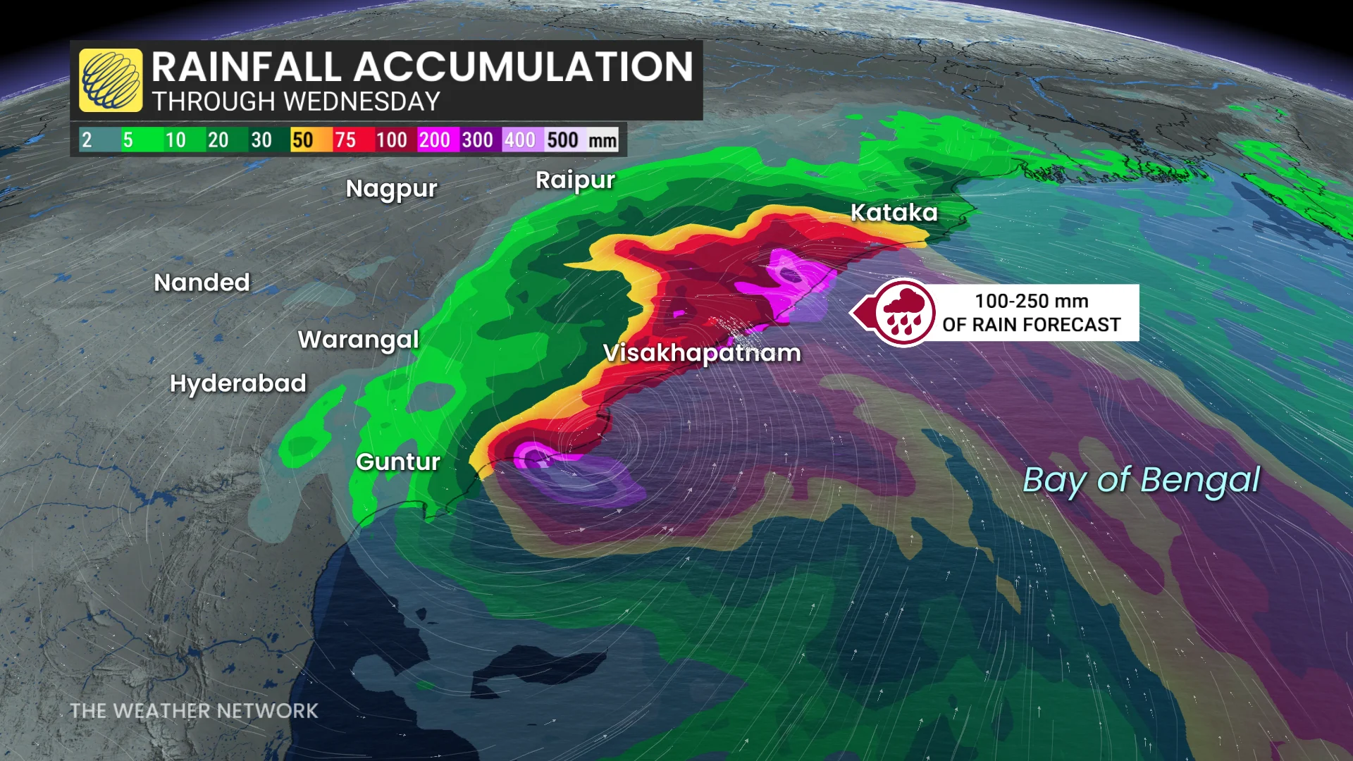 East India Cyclone Arnab forecast rain totals - Oct. 27, 2026