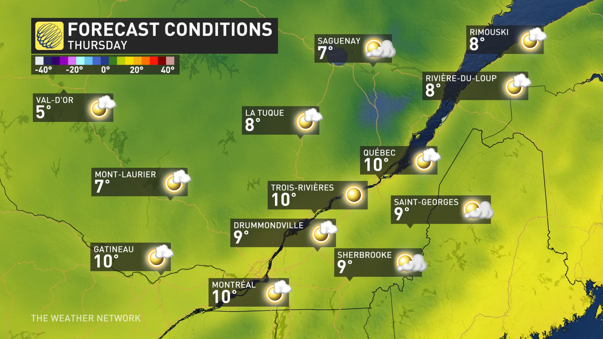 Quebec temperatures Thursday