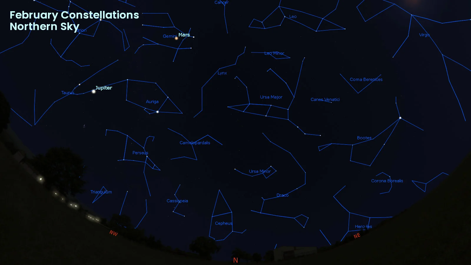 Feb 2025 Constellations Northern Sky