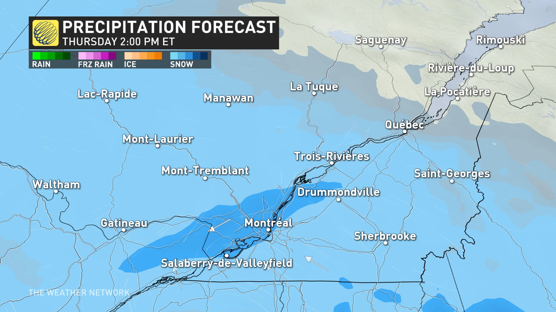 Baron - Quebec precipitation Thursday 2 pm- Feb6