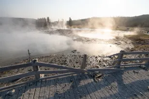Tourists scramble as surprise explosion at Yellowstone hurls large rocks, steam