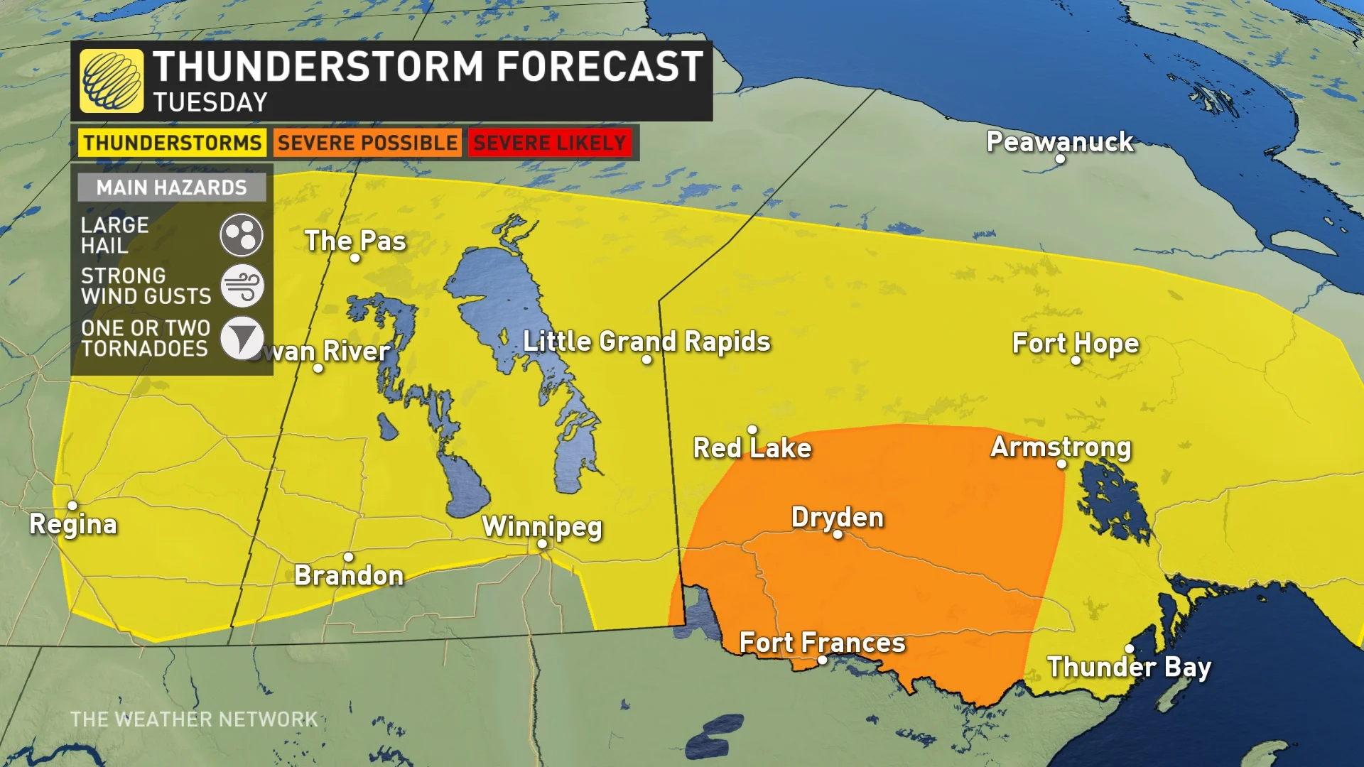 Baron - Tuesday thunderstorm risk northwestern Ontario UPDATED