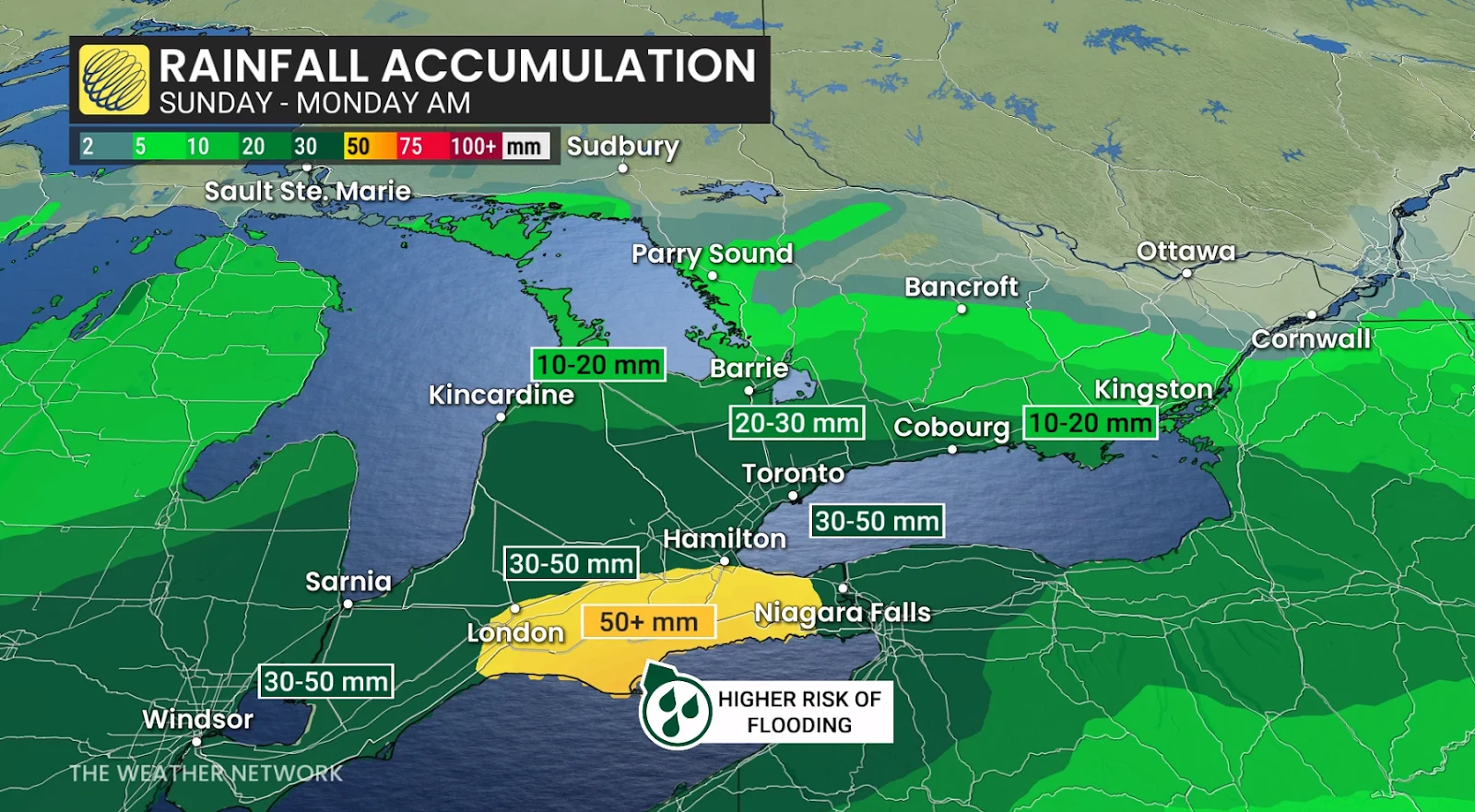 Ontario rainfall accumulations