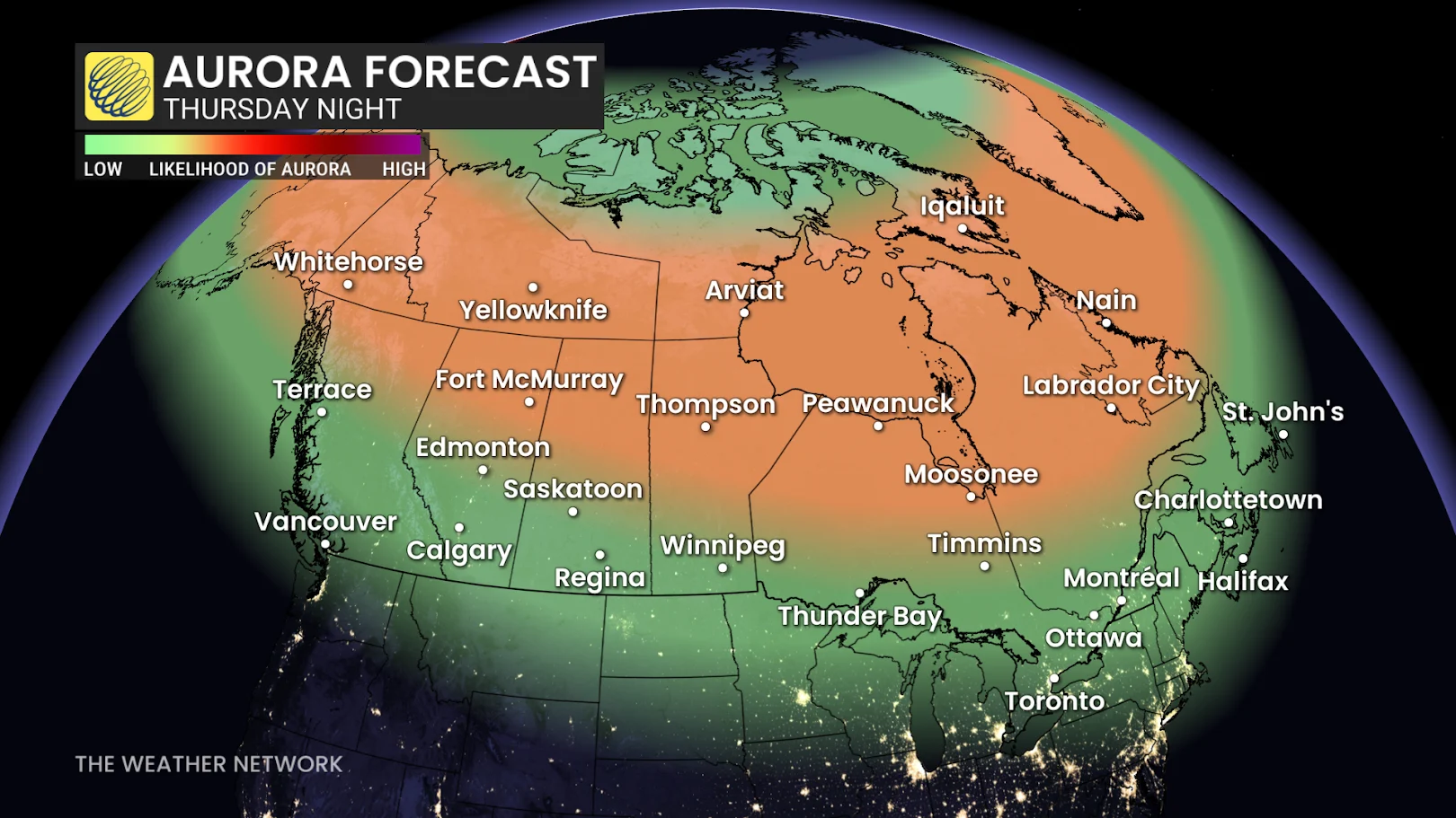 Oct 16 2025 - Aurora Forecast Map