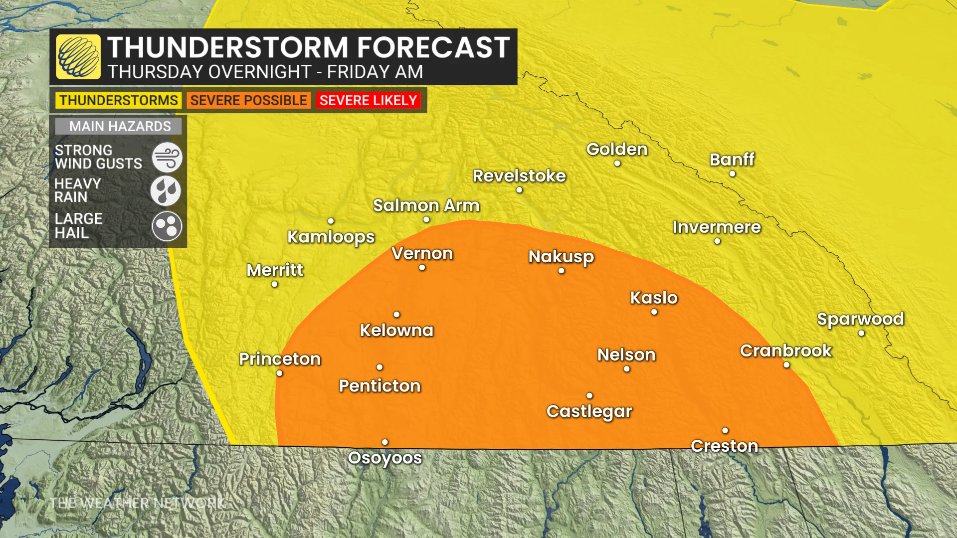 British Columbia thunderstorm outlook overnight