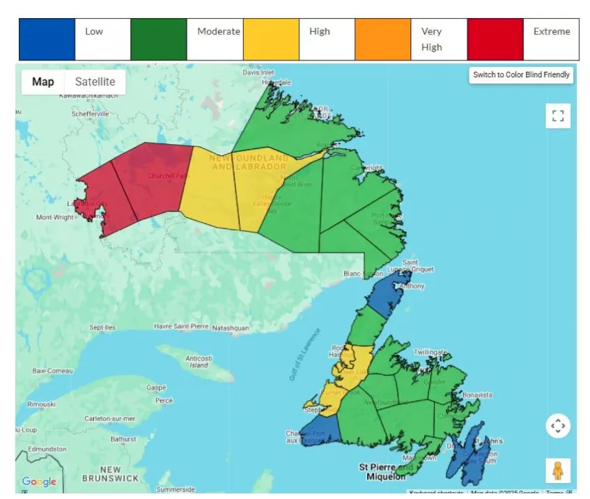 Newfoundland fire hazard map - Department of Fisheries, Forestry and Agriculture