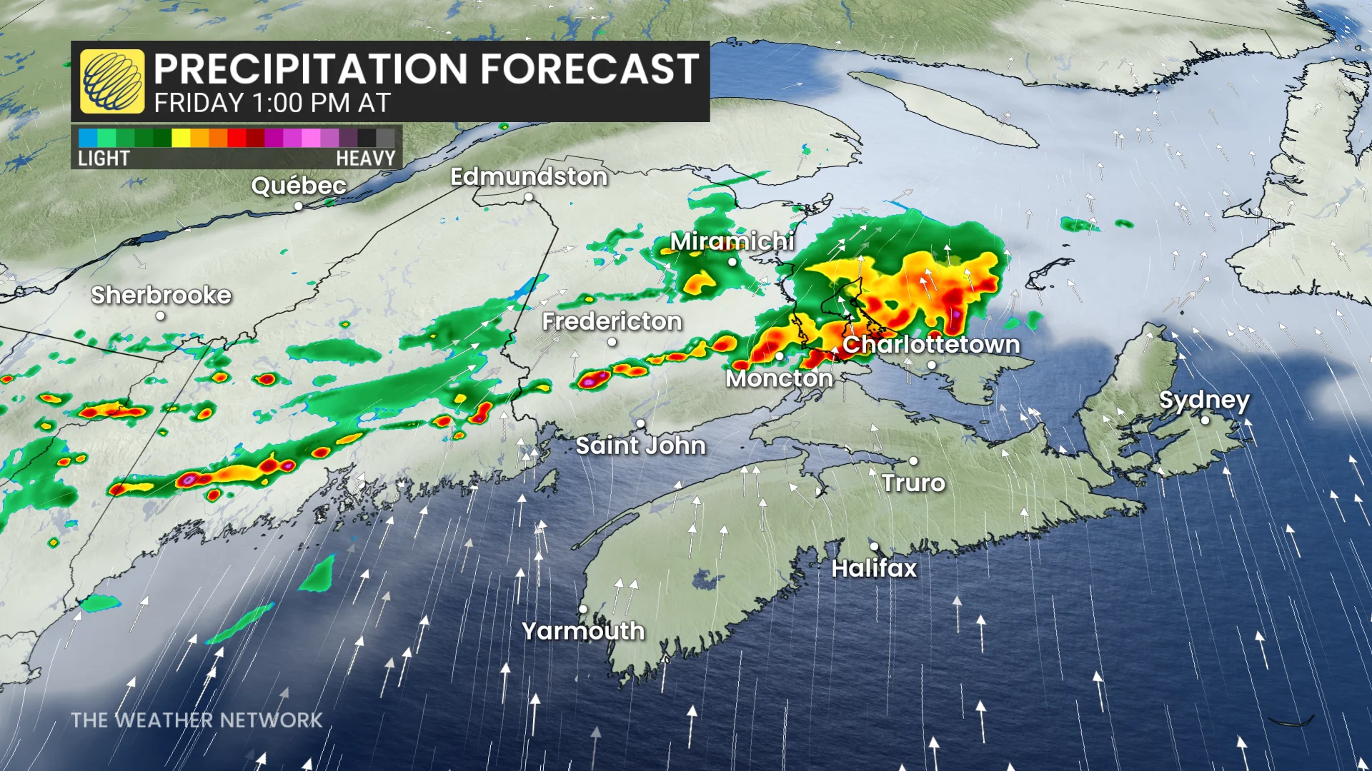 Baron - Friday 1 pm precipitation Maritimes - July 25