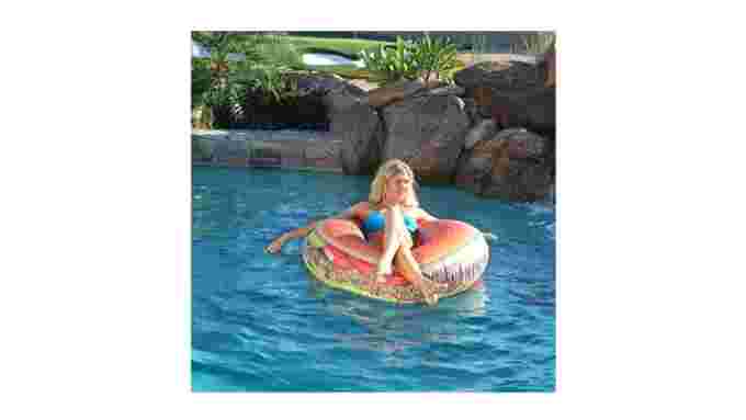 Amazon, hamburger float, CANVA, pool floats