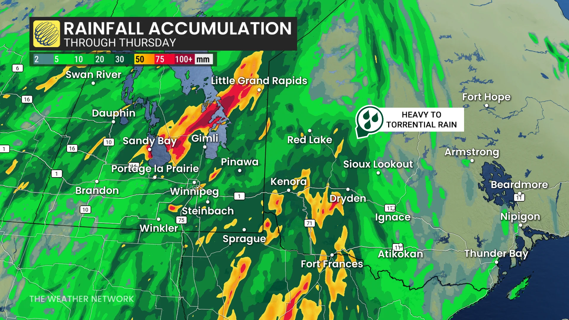 Baron - Northern Ontario heavy rain through Thursday - June 10