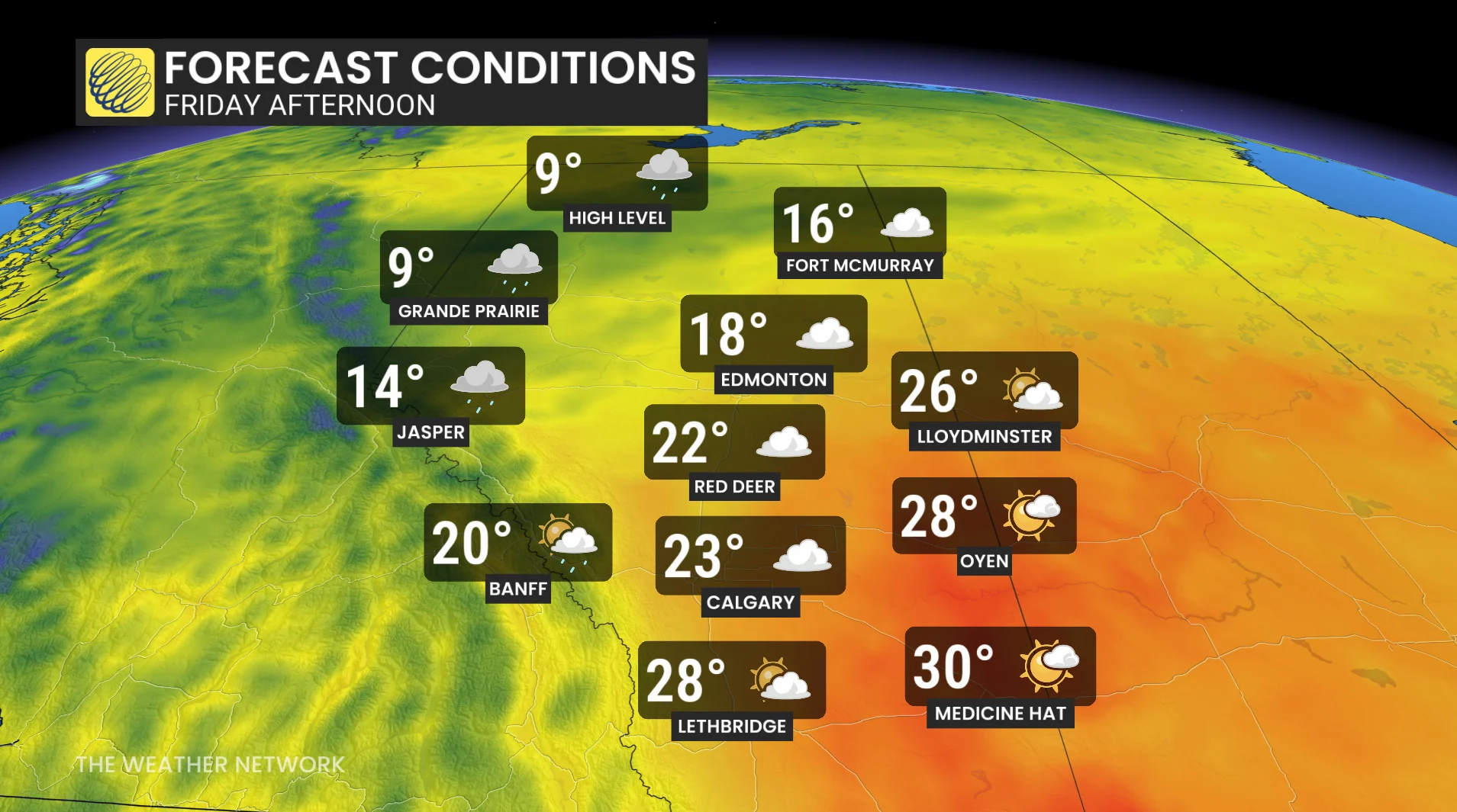 Baron - Alberta temperatures Friday - Sept 25
