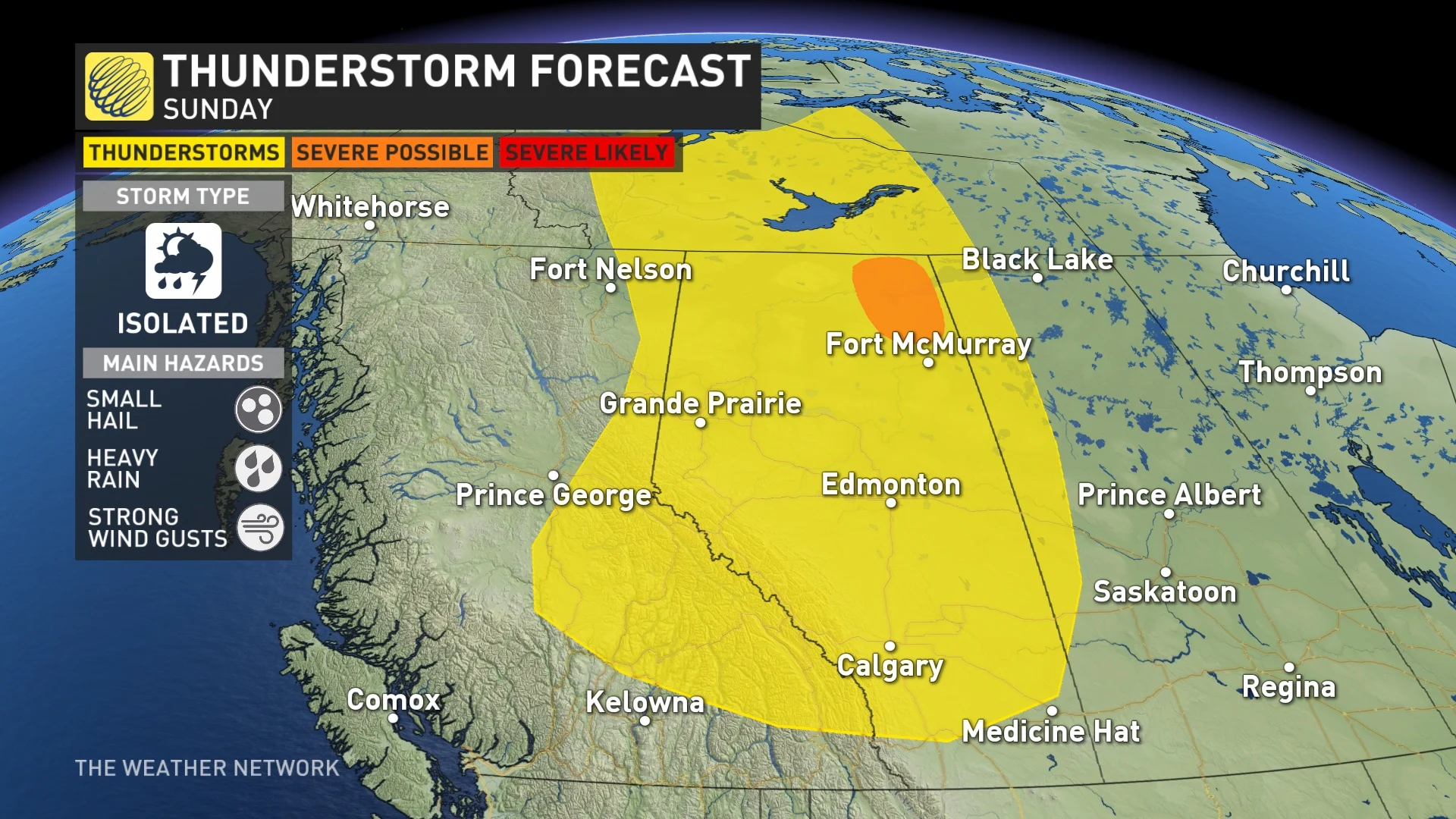 B.C., Prairies storm risk map Sunday