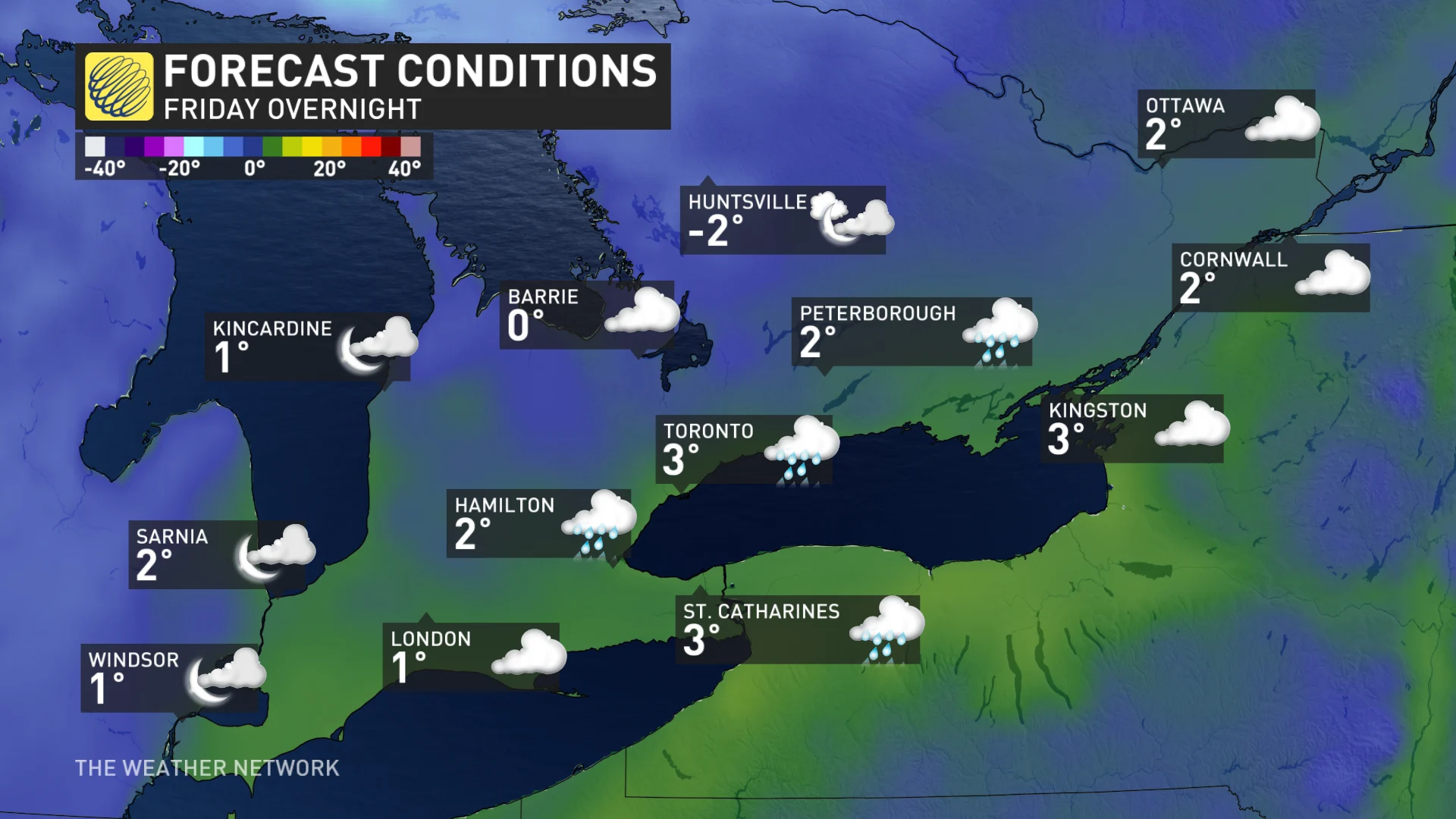 Baron - Southern Ontario Friday overnight temperatures