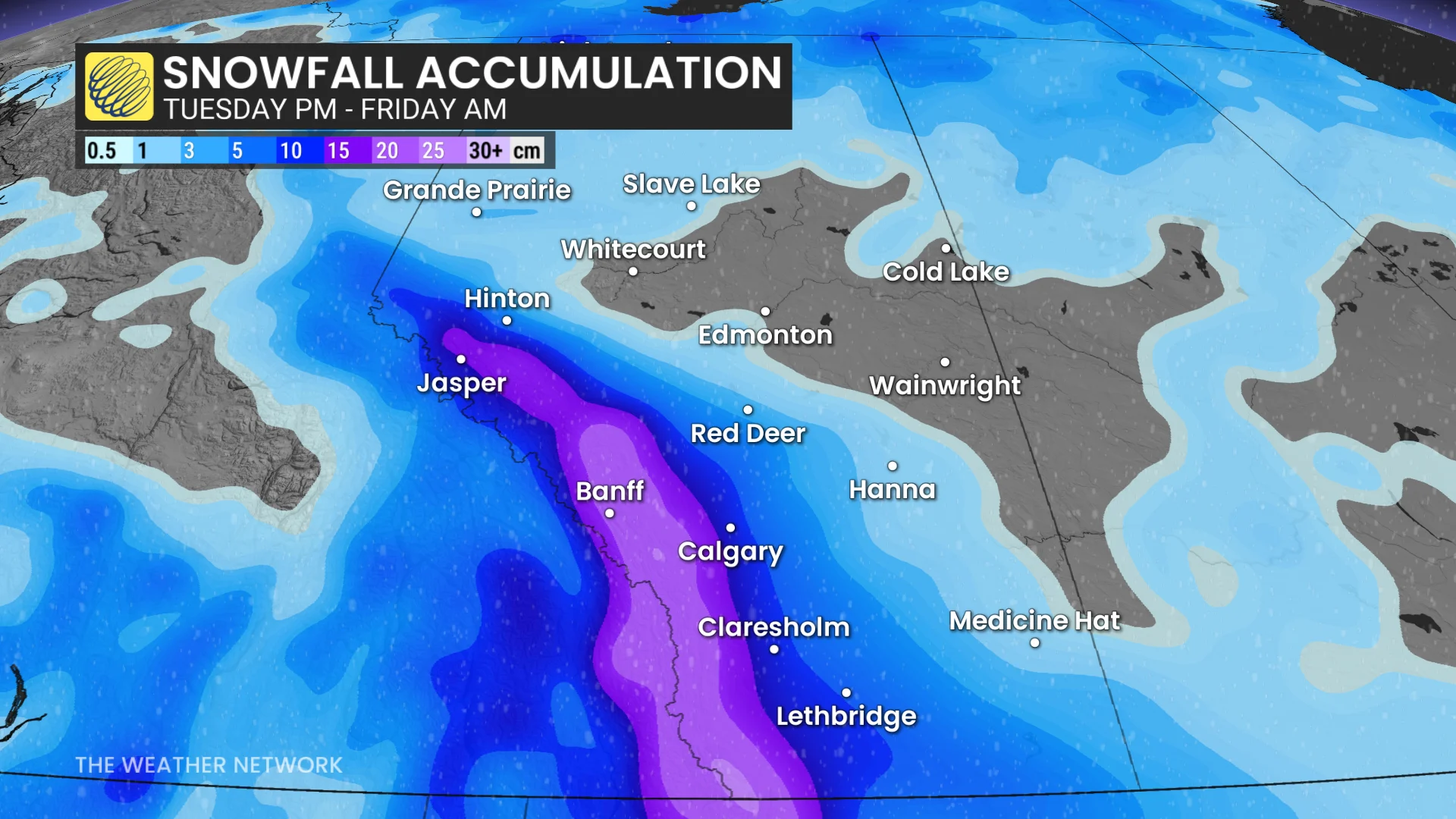 Baron - Alberta snowfall accumulation - Mar31