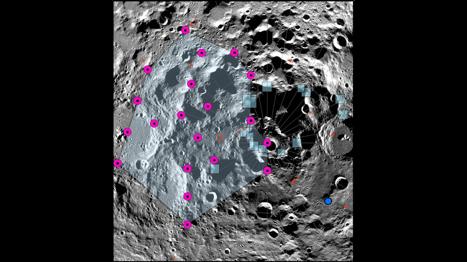 Sitio del terremoto lunar en la Antártida versus sitios de aterrizaje de Artemis 3 - NASA