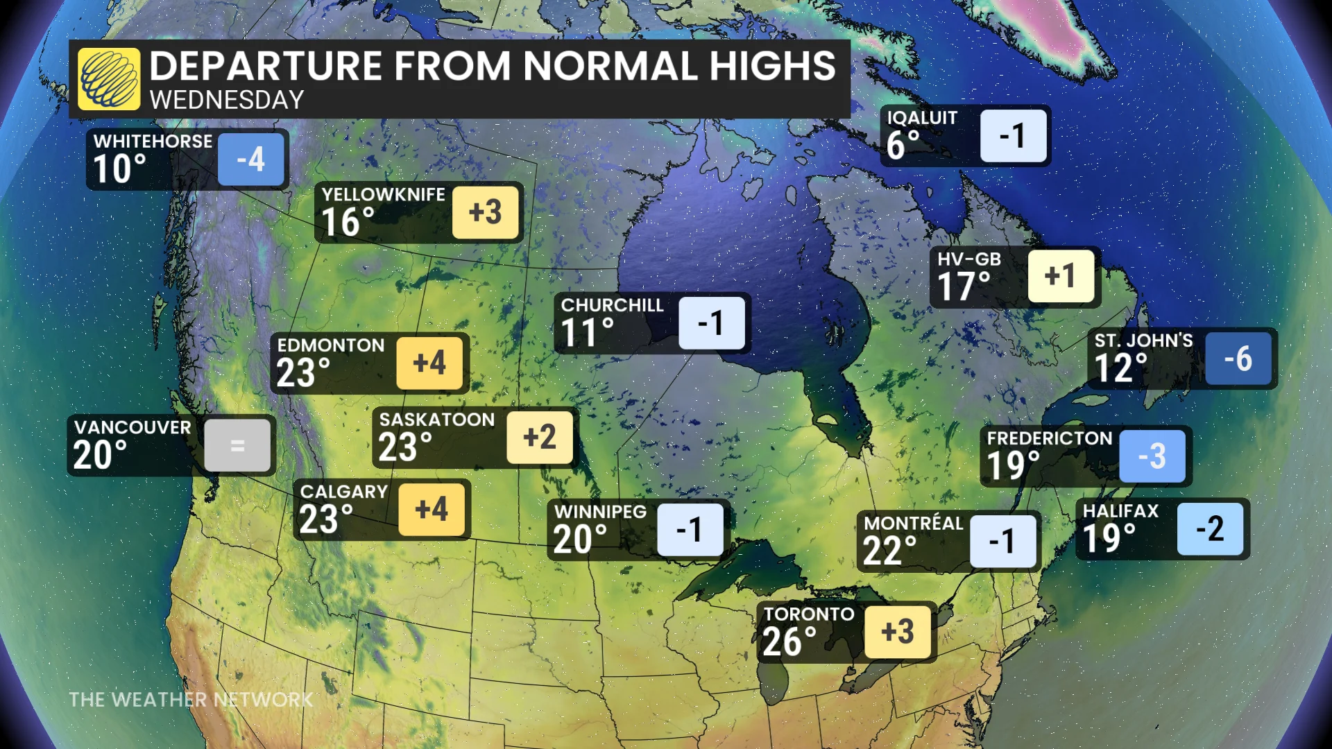 Baron - Wednesday departure from normal highs