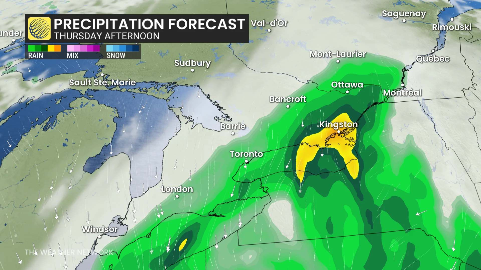 Baron - Thursday afternoon precipitation Ontario - Oct29