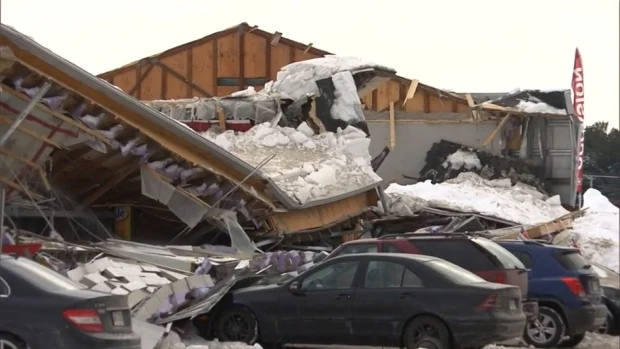 Snow, ice buildup causes roofs to collapse in central Quebec