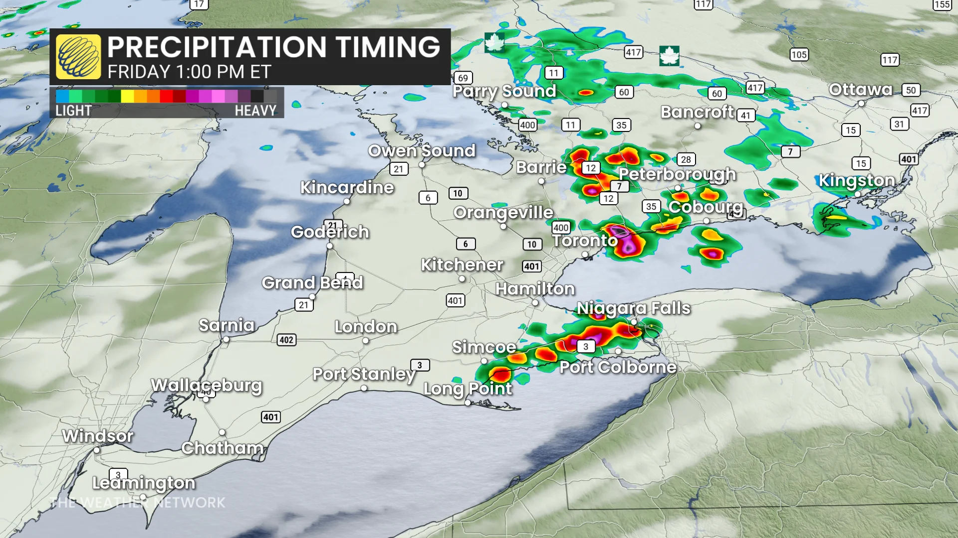 Ontario precipitation 1pm Friday