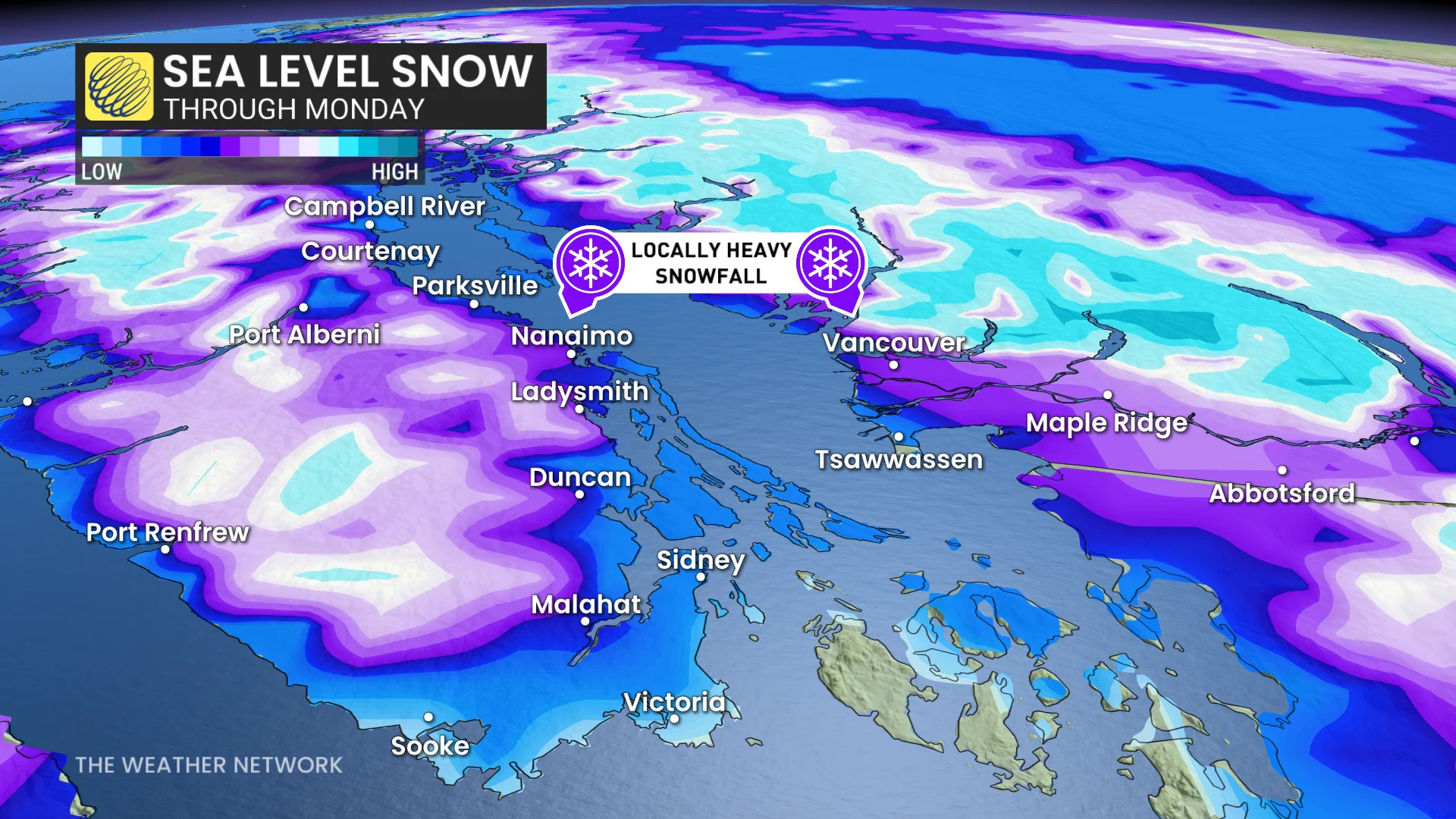 Baron - BC sea level snow through Monday - Jan31