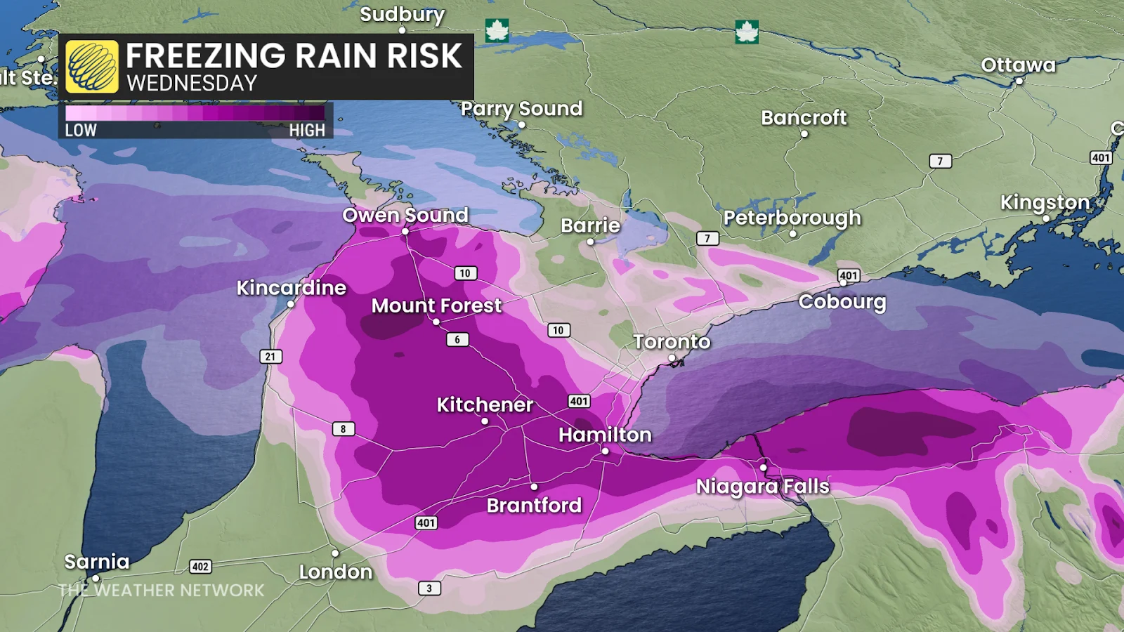 Freezing Rain, Ontario, Storm, Cold, Snow, Snowfall, Feb. 18., 2026. (The Weather Network/Kevin MacKay)