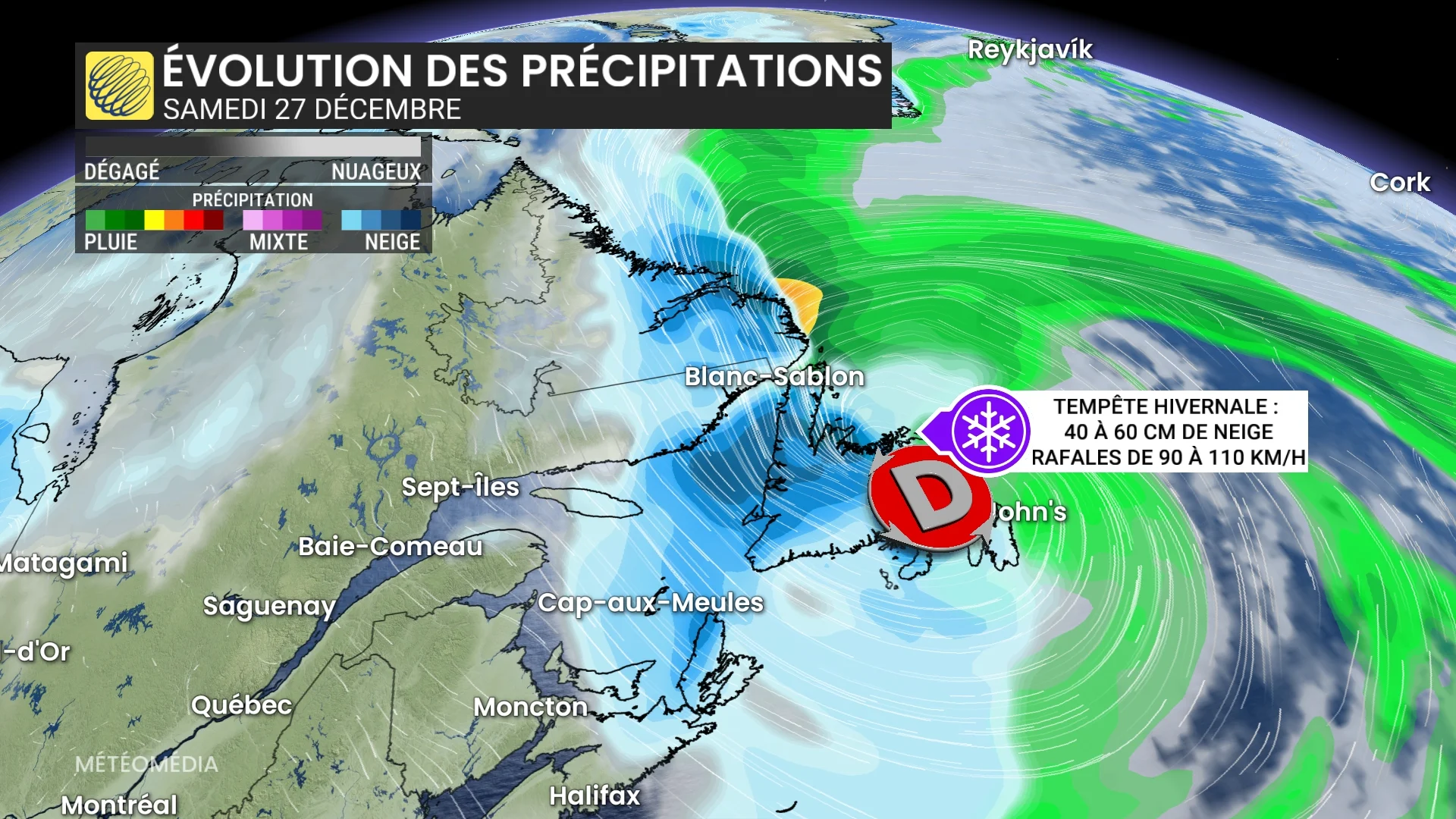 Tempêtes d'ouest en est