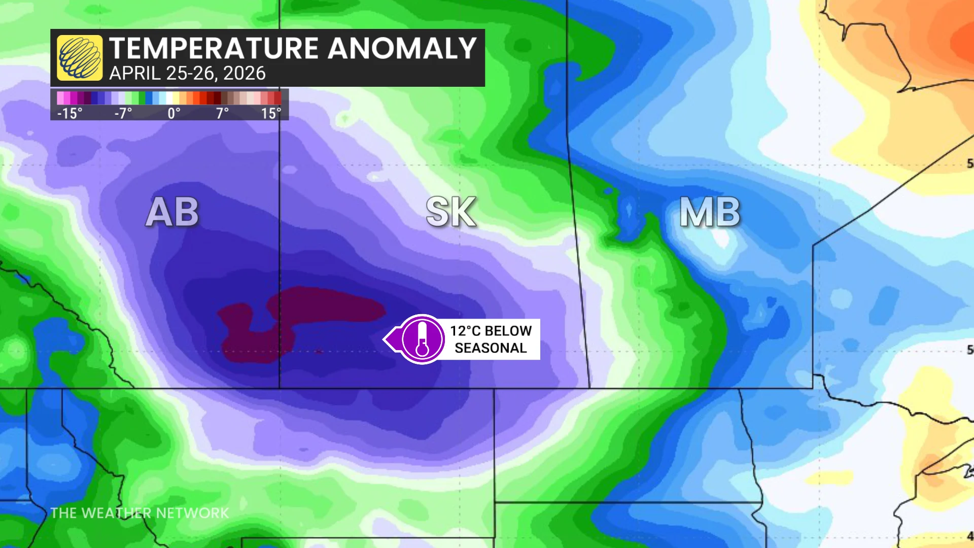 Prairies Temperature Anomaly April 2026