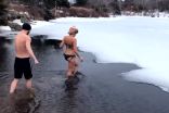 Nova Scotia couple turns heads for winter morning ritual