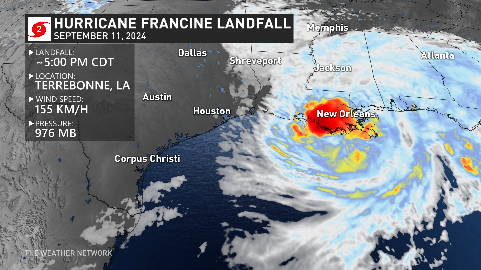 Francine landfall in Louisiana Sept 11