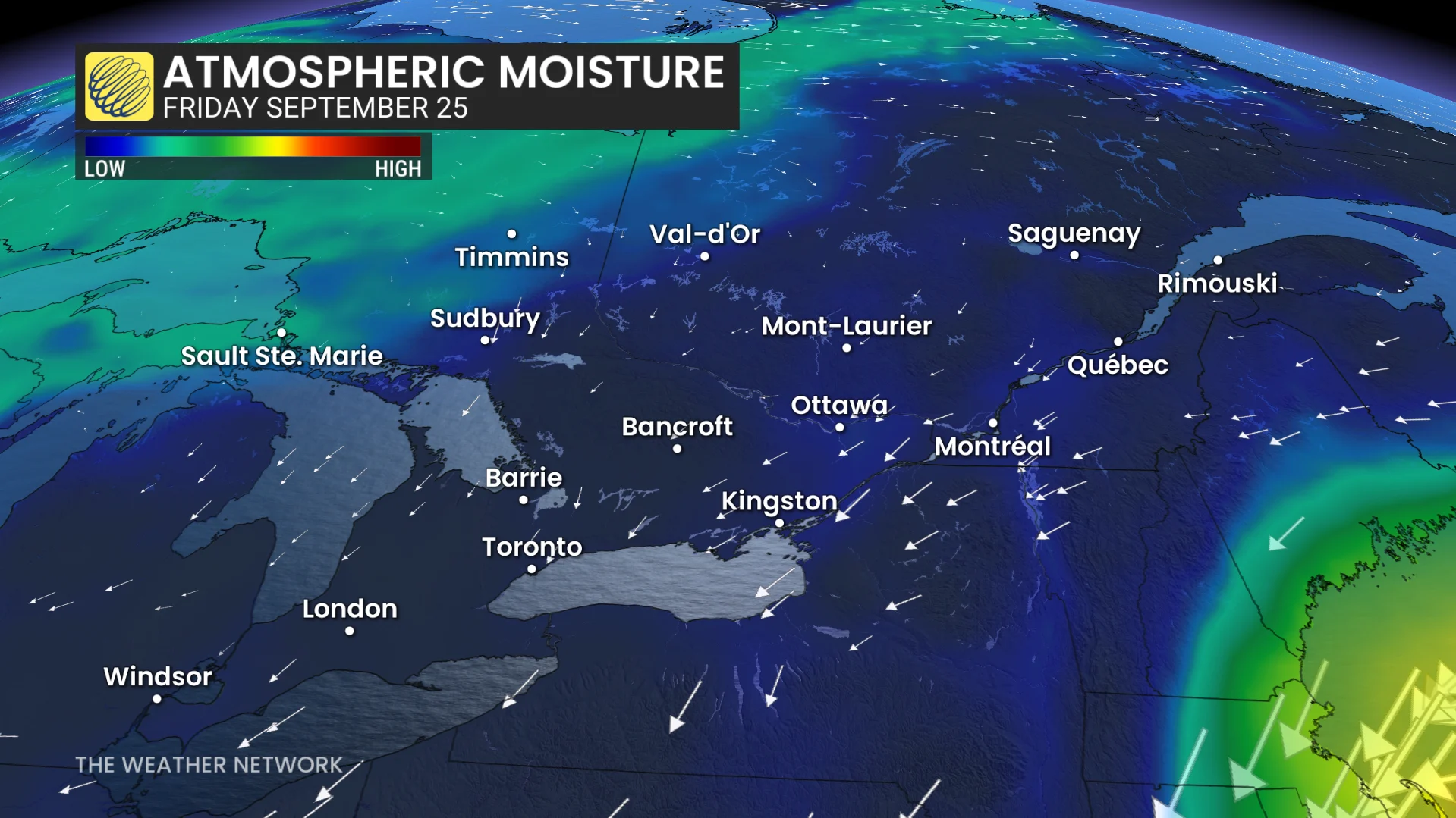 Friday, Sept. 25 atmospheric moisture Central Canada