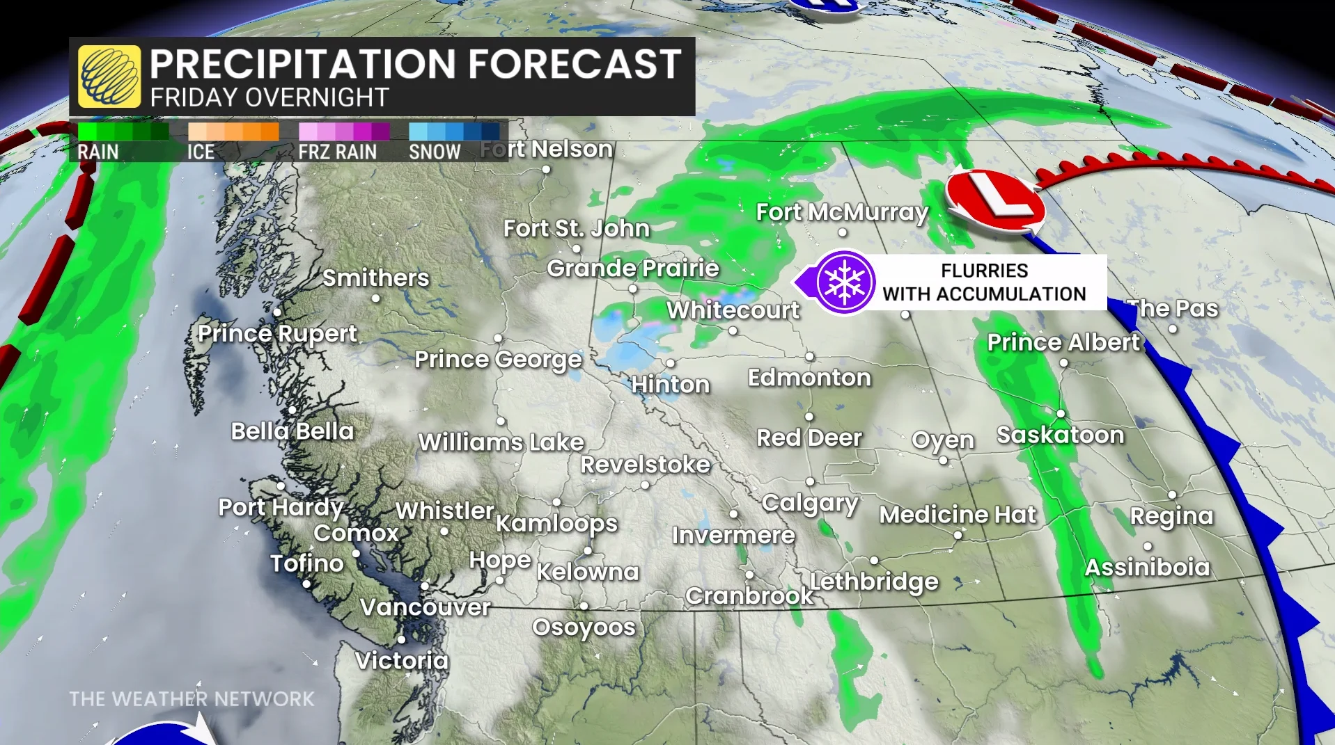 Baron - Western Canada Friday night precipitation - Sept 22
