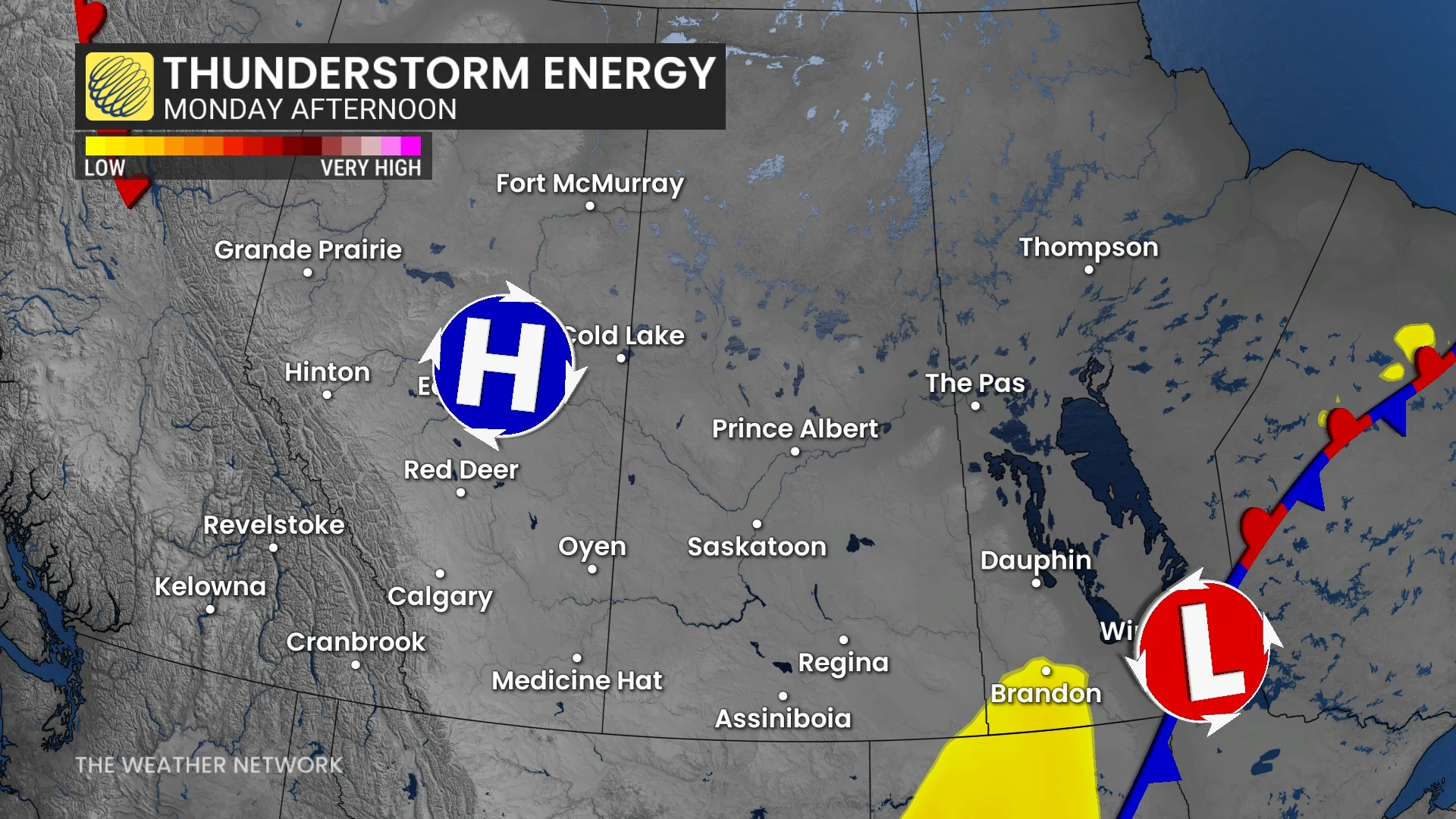 Prairies thunderstorm energy Monday afternoon