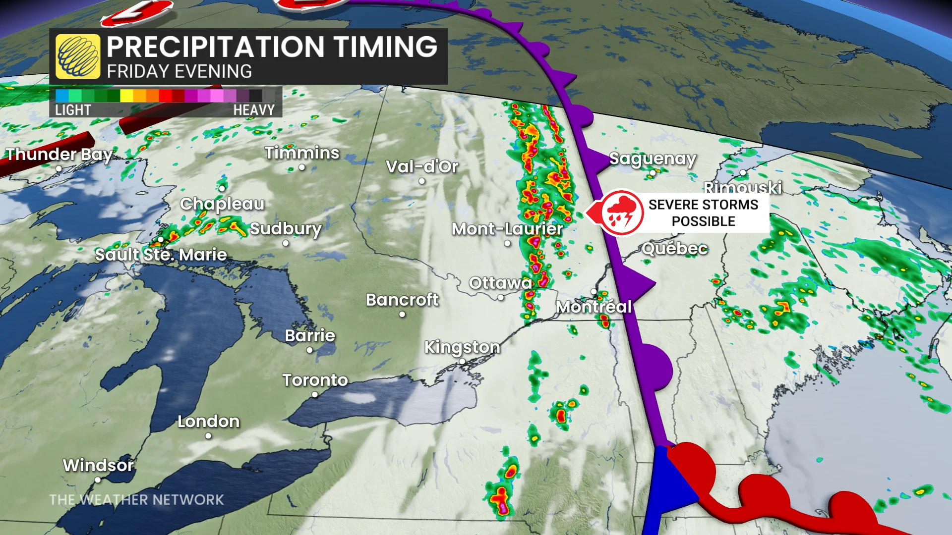 Ontario and Quebec Friday evening forecast storms - June 11, 2026
