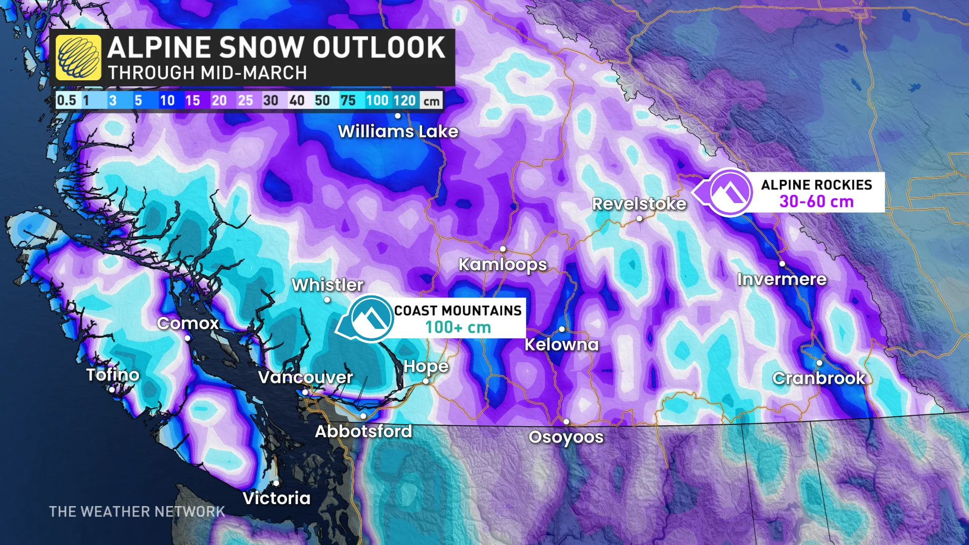 B.C. alpine snow outlook through mid-March