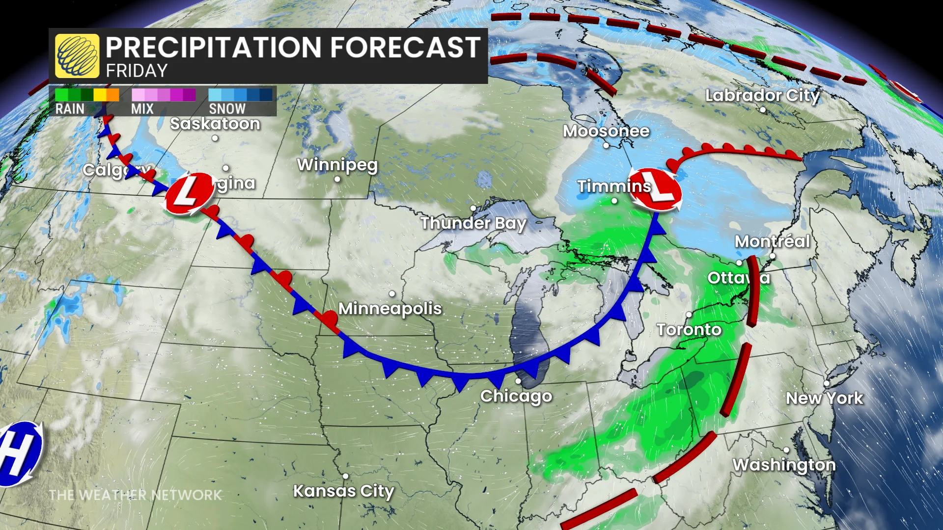 North America Friday precipitation forecast