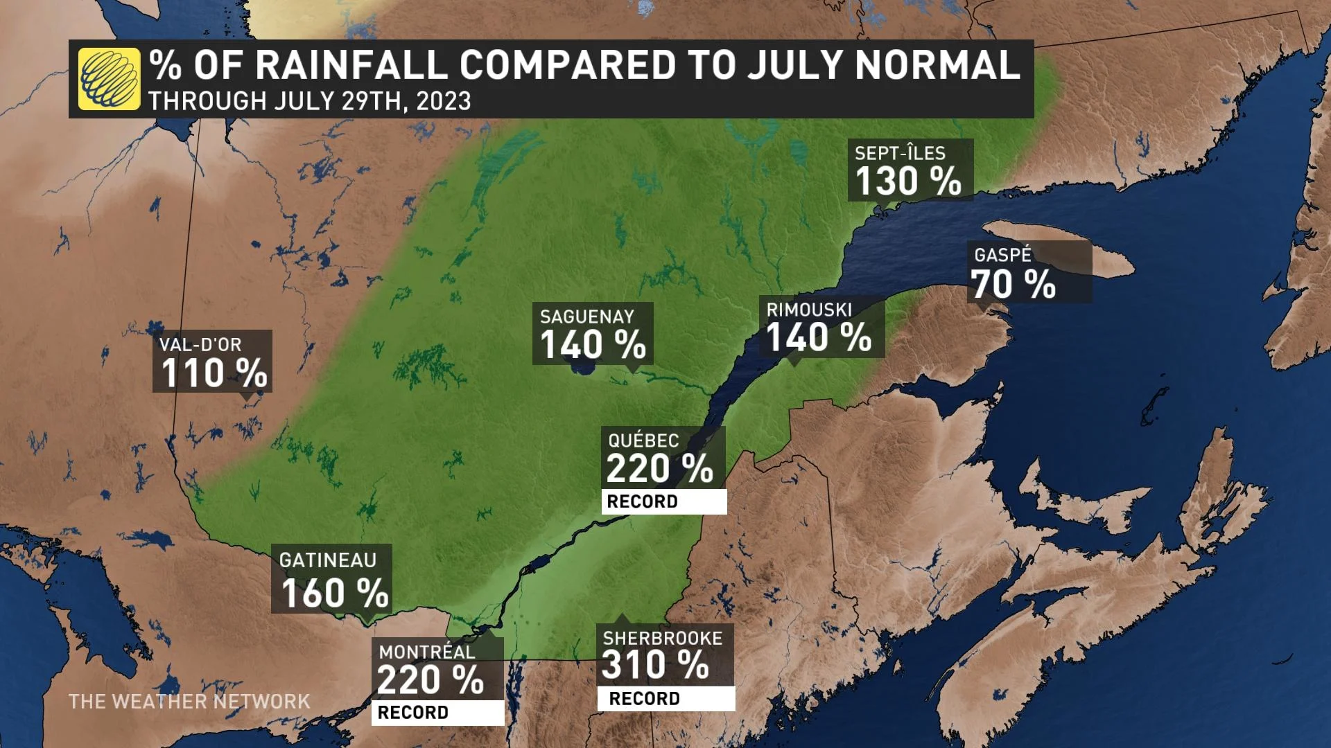 Quebec Rainfall Anomalies July 2023