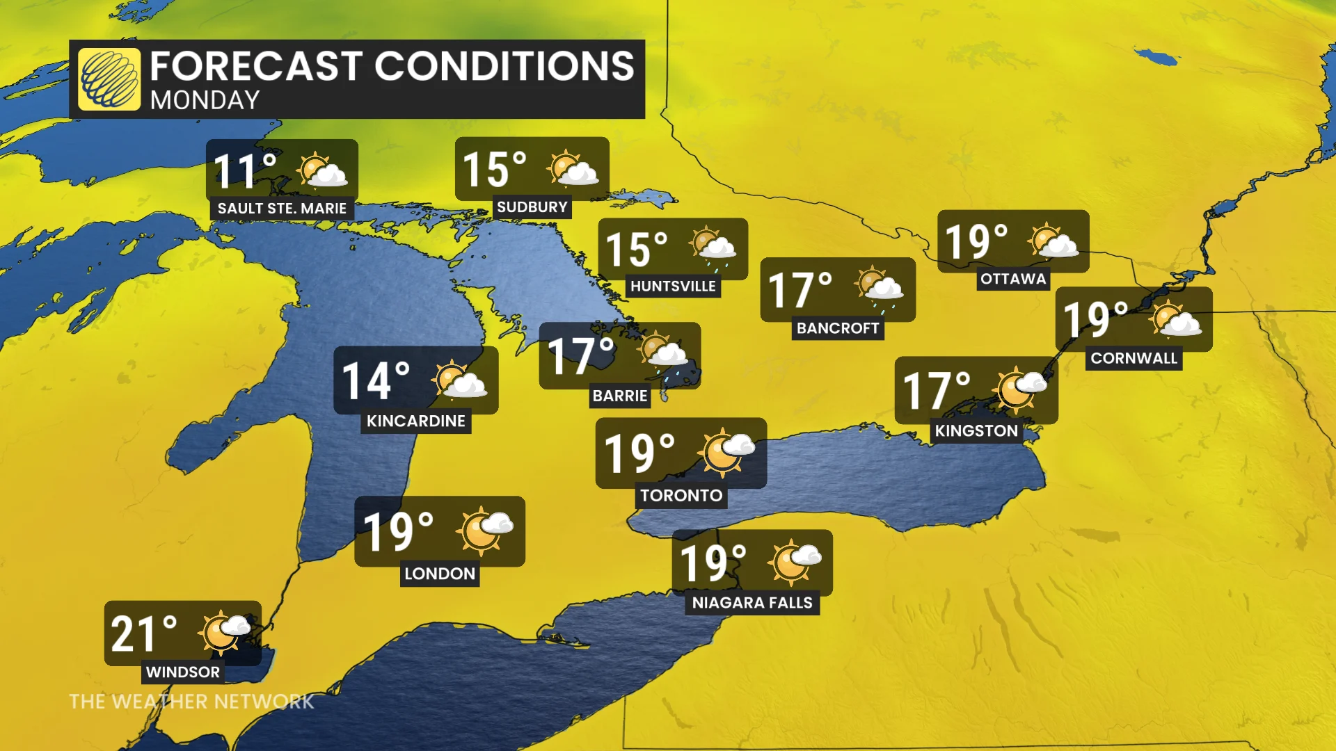Baron - Monday temperatures in Ontario - June 11