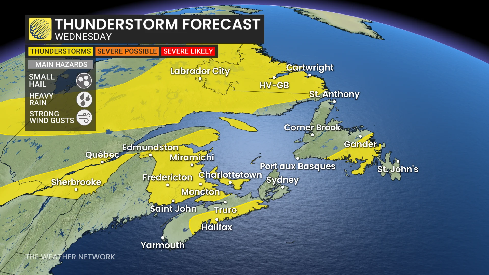 Wednesday Atlantic Canada Thunderstorms