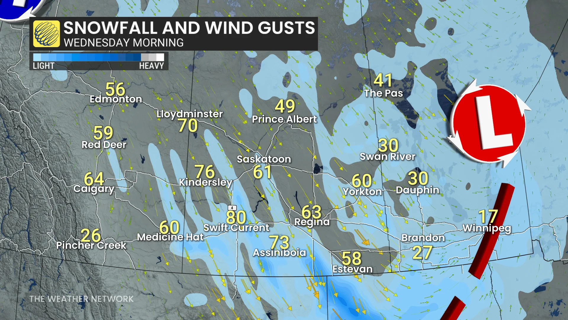 Baron - Prairie snow and winds Wednesday am - Jan 20