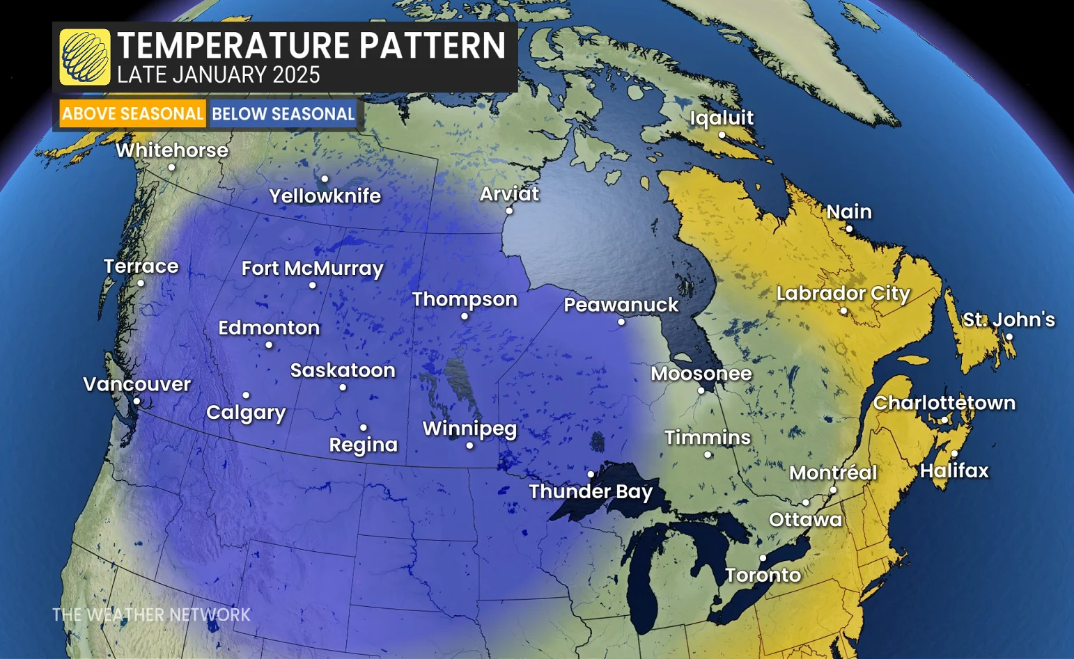 canada temperature outlook late january 2025