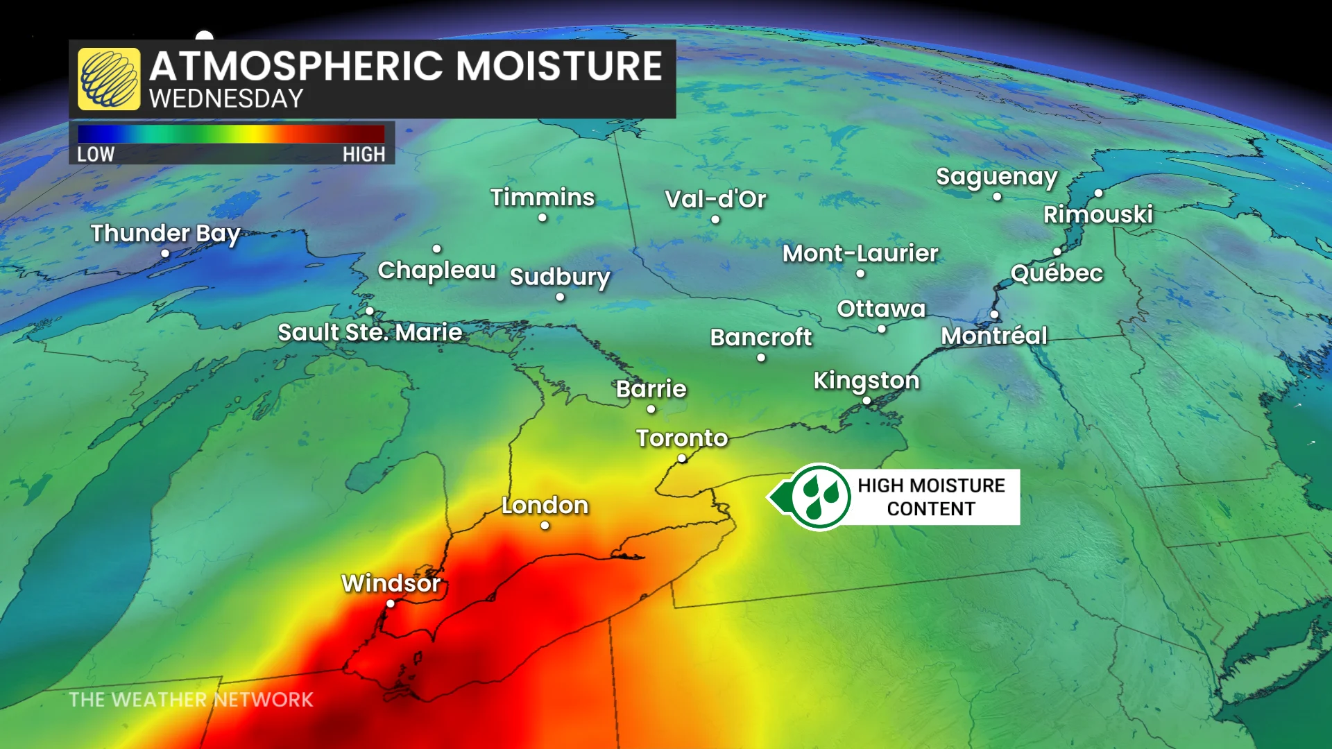 Baron - Ontario atmospheric moisture Wednesday - June 15