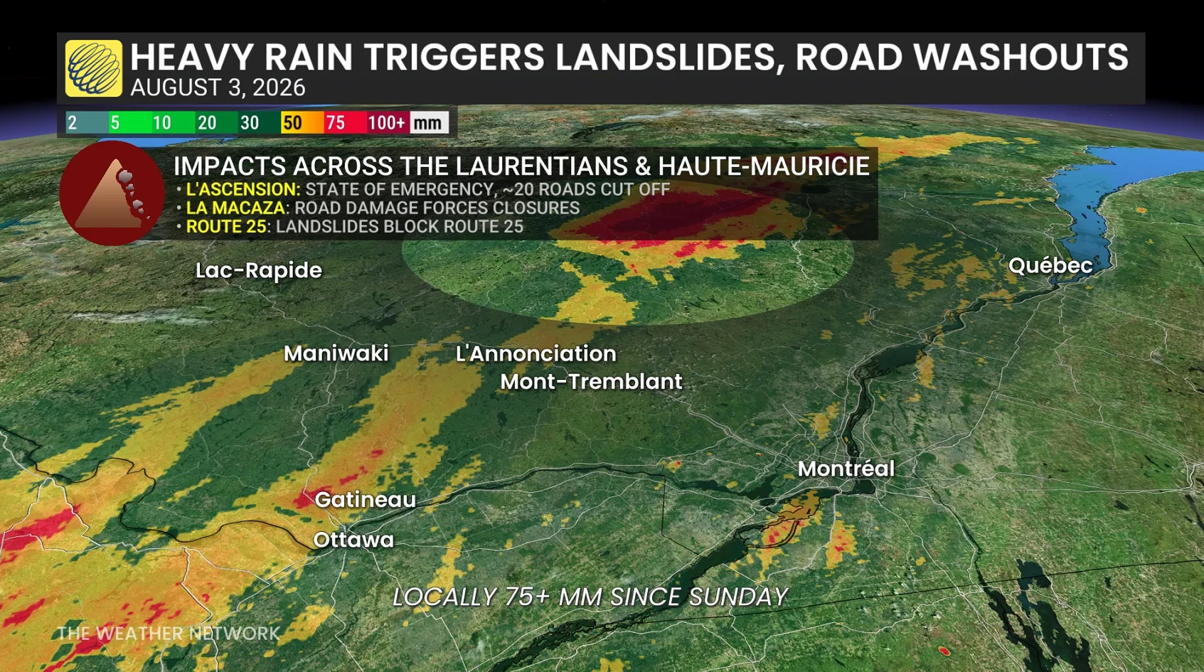 Quebec landslides August 2026