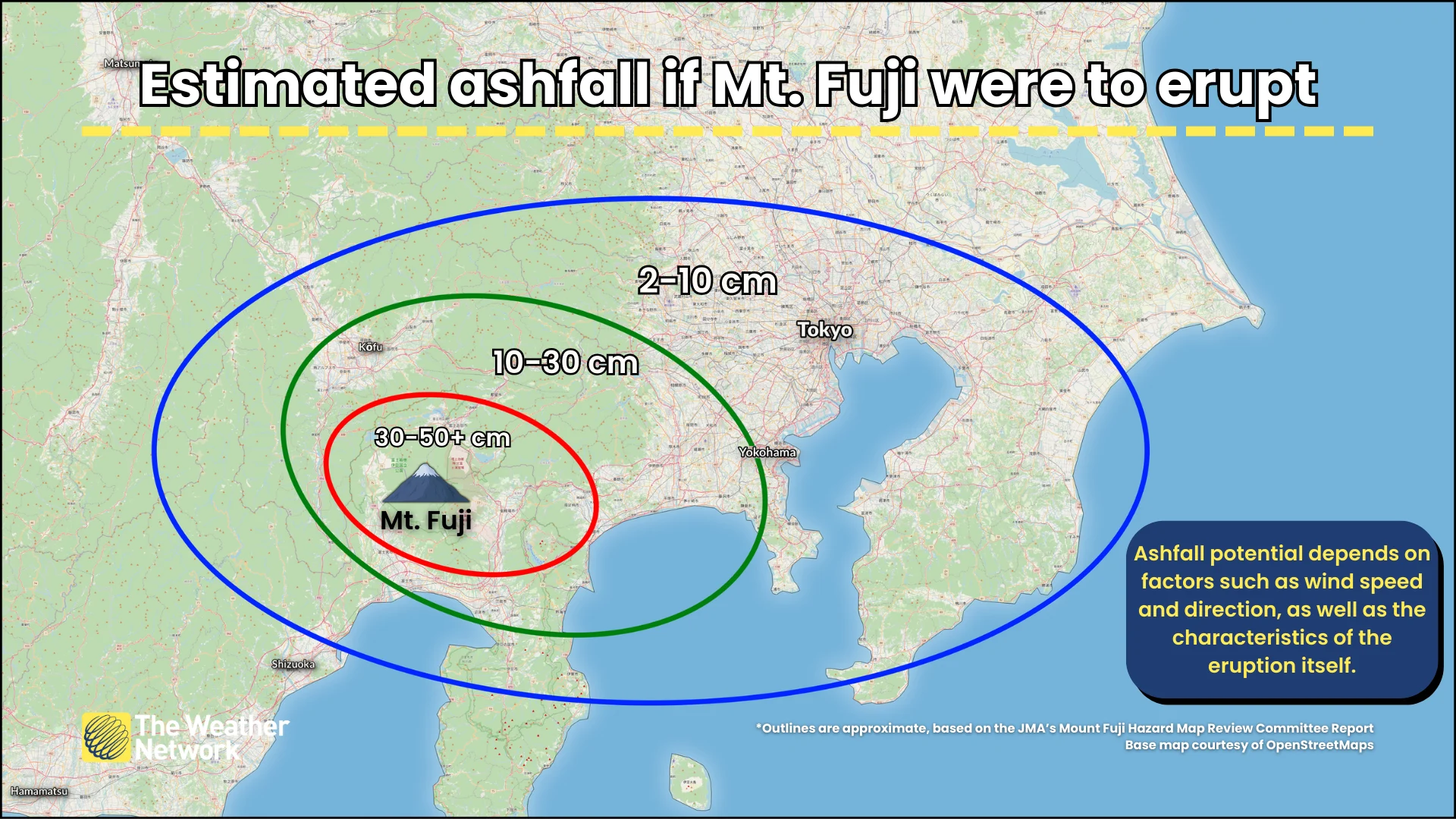 Mt Fuji Estimated Ashfall Outlines