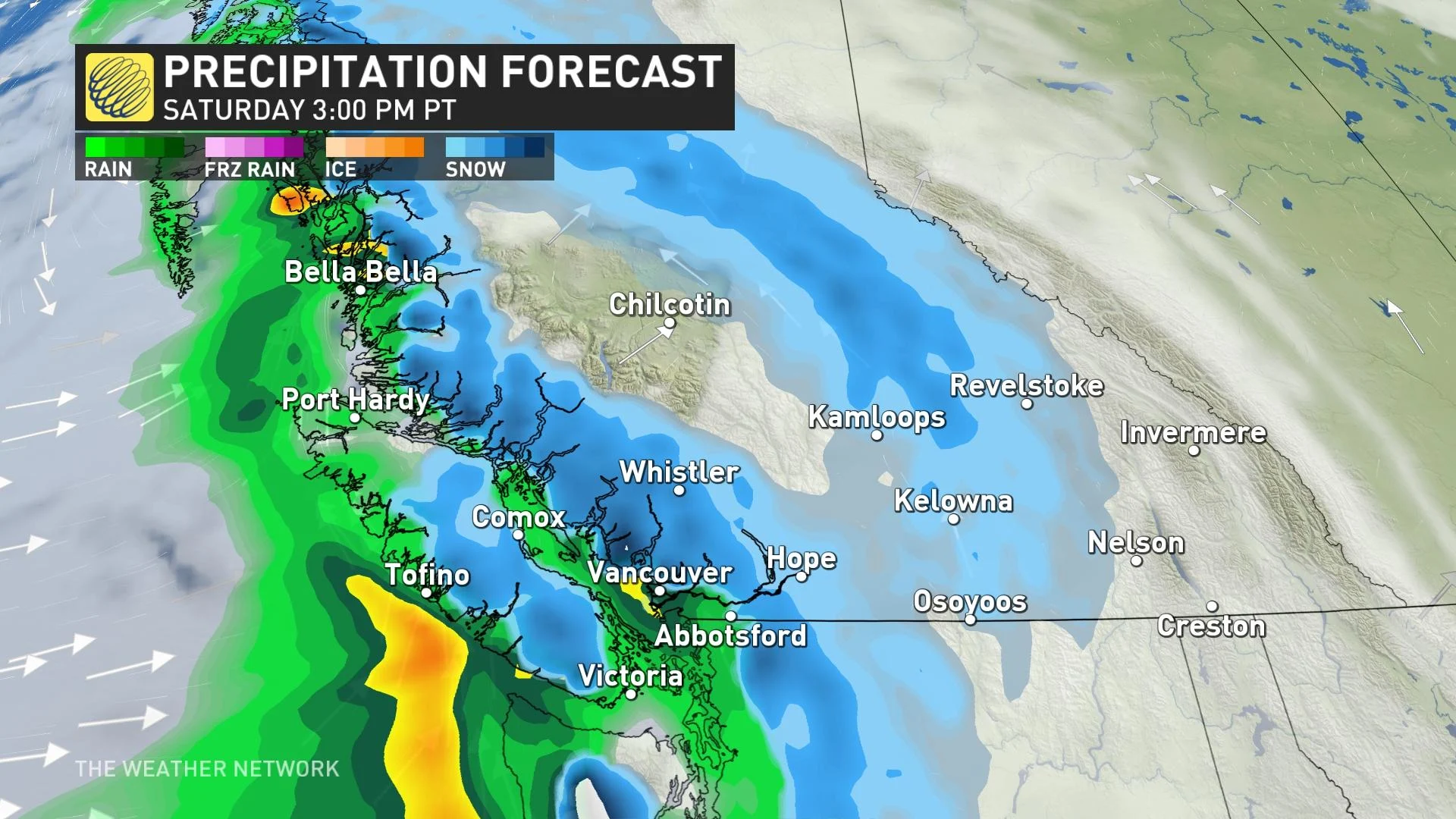 BC precip Saturday afternoon